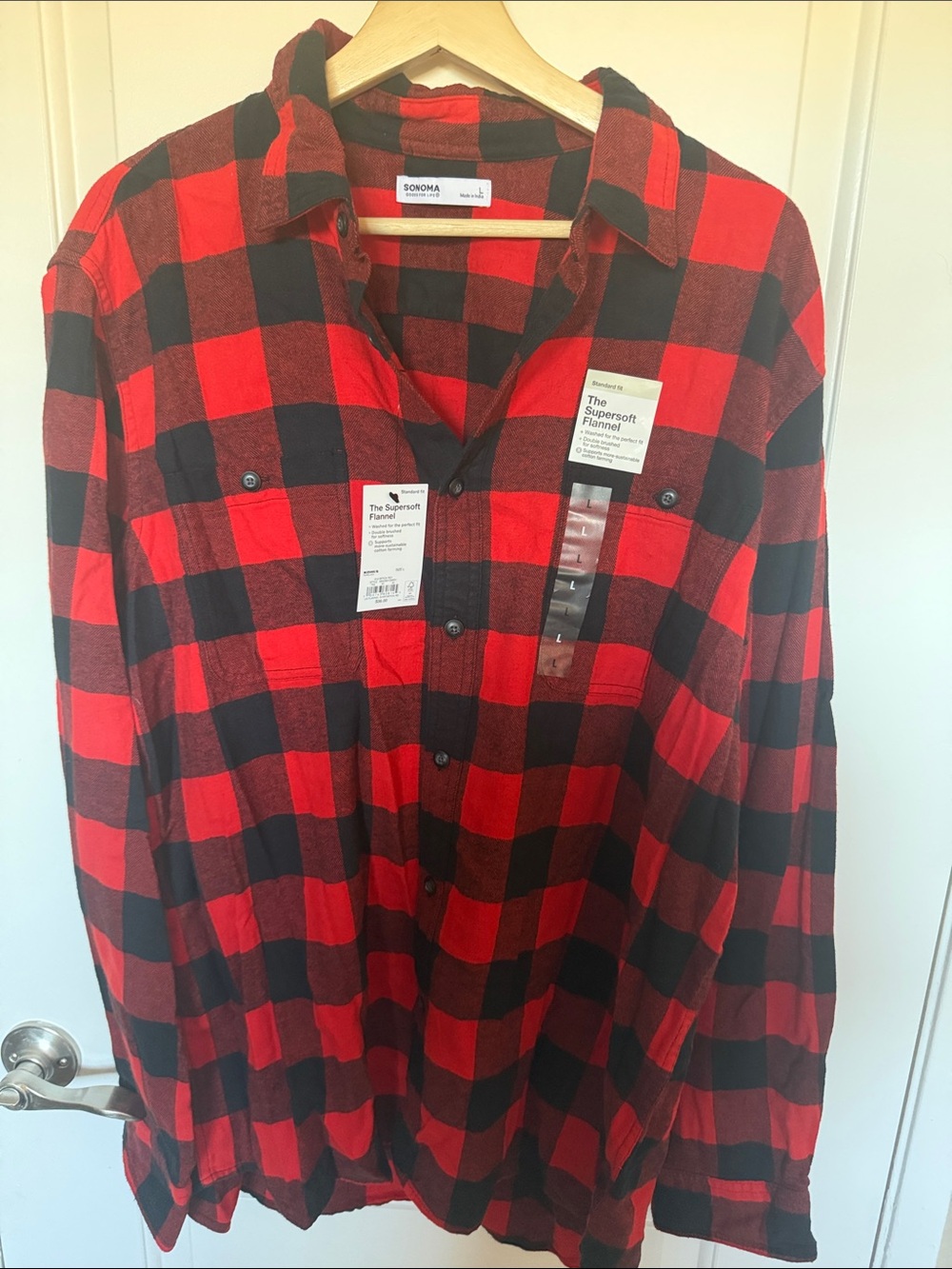 Sonoma Red and Black Plaid Button-Up Shirt